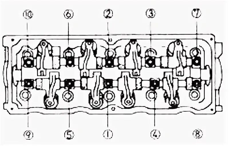 Порядок затяжки коромысел Camshaft (Kia Avella 1994-2000: Power unit: Engine repair)