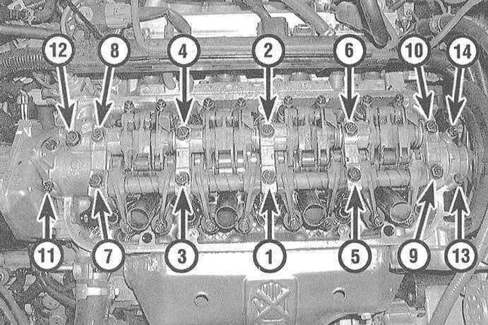 Порядок затяжки коромысел Ремонт Хонда Аккорд: Снятие, проверка состояния и установка сборки коромысел Hon