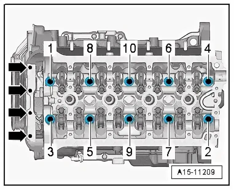 Порядок затяжки маслоотделителя 1.8 tsi Audi Workshop Service and Repair Manuals A4 Mk3 Power unit 4-cylinder direct pet