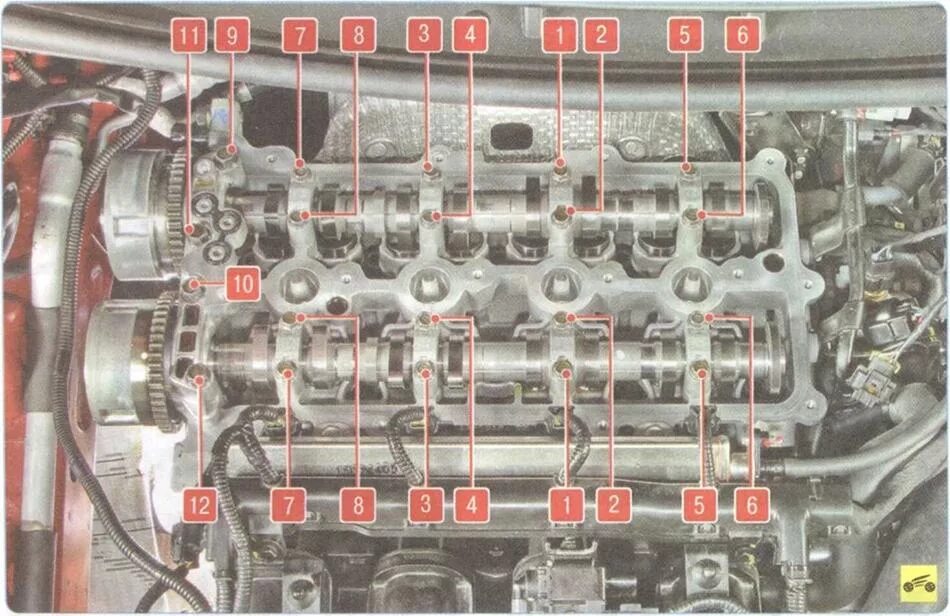 Порядок затяжки постели распредвалов киа спектра Kia Ceed (2012+). СНЯТИЕ И УСТАНОВКА РАСПРЕДЕЛИТЕЛЬНЫХ ВАЛОВ ДВИГАТЕЛЯ G4FA, G4F