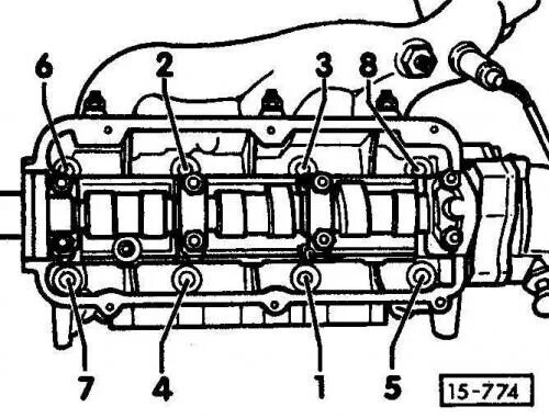 Порядок затяжки распредвала ауди 80 Cylinder head (Audi A6 C4, 1994-1997 / Gasoline engines / 6 cylinder engines) Au