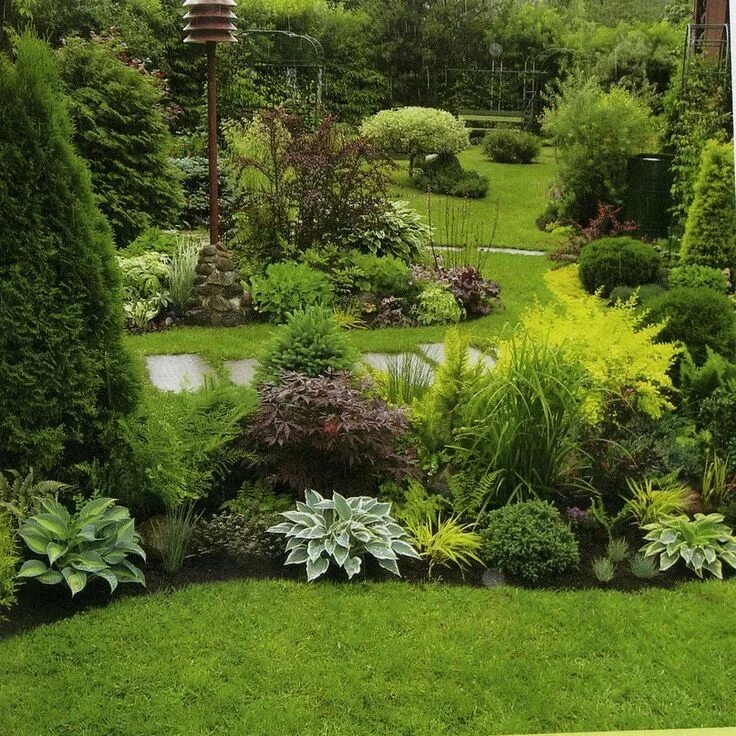 Посадка растений ландшафтный дизайн conifers Backyard garden design, Backyard landscaping, Front garden design