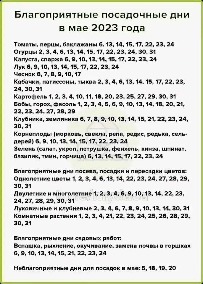 Посадочные дни календарь на 2024 год Татьяна Шадрина - Заметки OK.RU