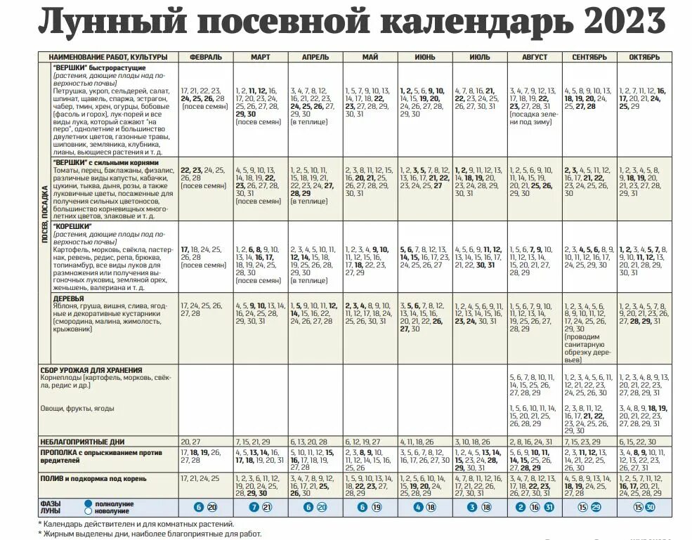 Посадочный календарь на год Опубликован лунный посевной календарь на 2023 год - Gornovosti.Ru