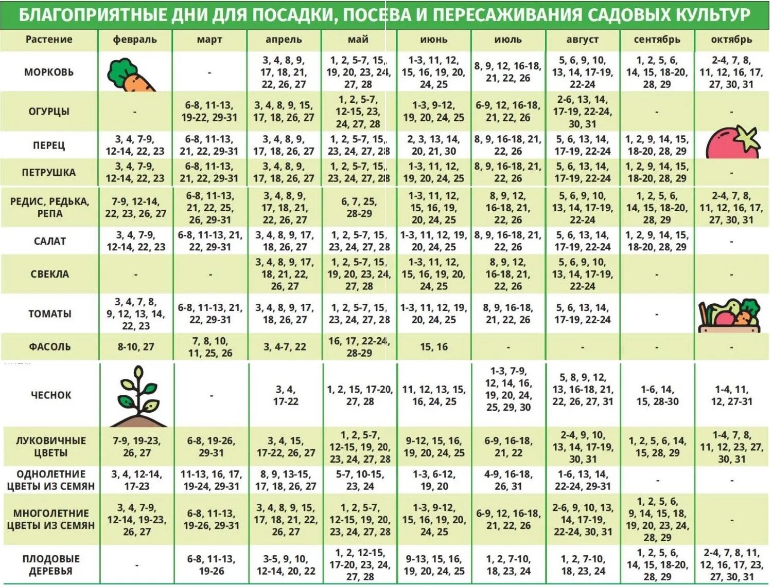 Посадочный календарь на год Посадочные дни в апреле месяце 2024
