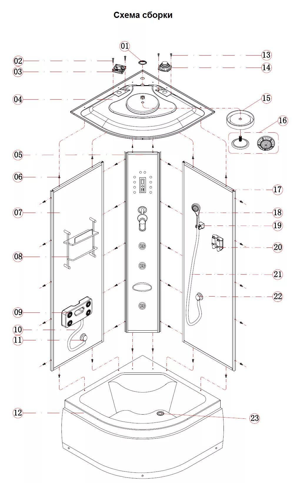 Пошаговая инструкция фото сборка угловой душ кабины Сборка душевой ниагара