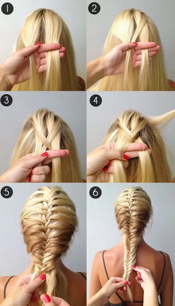 Пошаговая инструкция косы фото how to make a fishtail braid #french #braid #hairstyles #beautiful Long hair sty