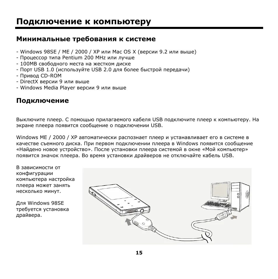 Пошаговая инструкция подключения компьютера Подключение к компьютеру, Минимальные требования к системе, Подключение Инструкц