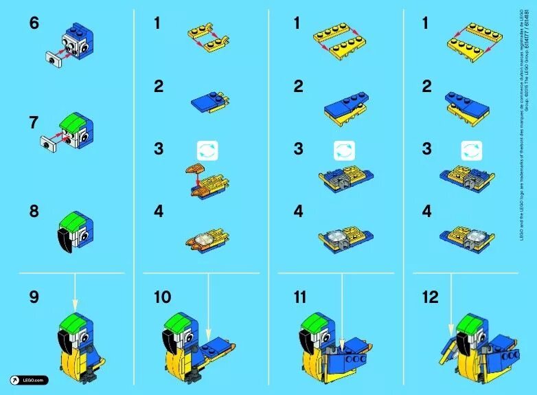 Пошаговая инструкция сборке лего LEGO Monthly Mini Build June 2015 Parrot Instructions 40131, Promotional Lego ca