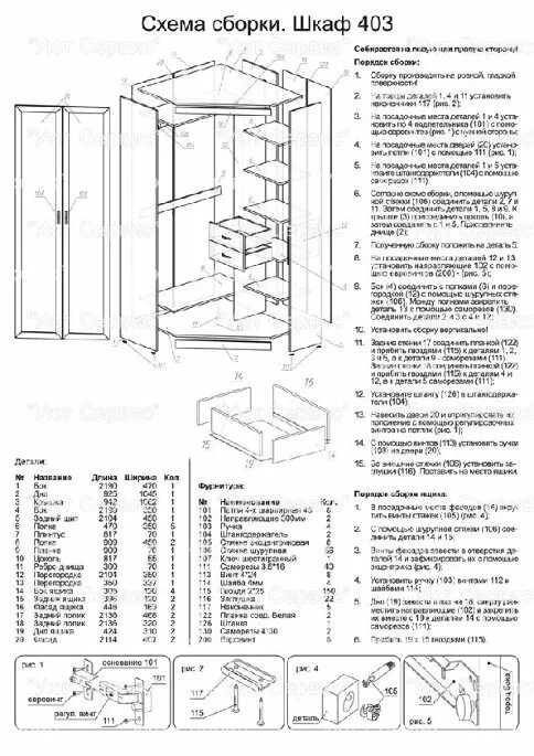 Пошаговая инструкция сборки углового шкафа Покупаем Несимметричный угловой шкаф со штангой и полками 403, лучшая цена в инт