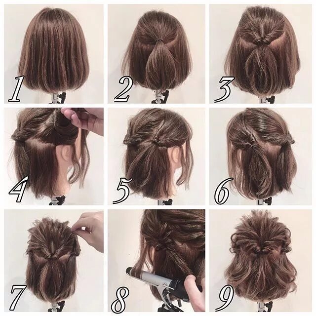 Пошаговая прическа на короткие волосы Pin by Rizwana Tasnim on Hair Short hair updo, Hair arrange, Pinterest hair