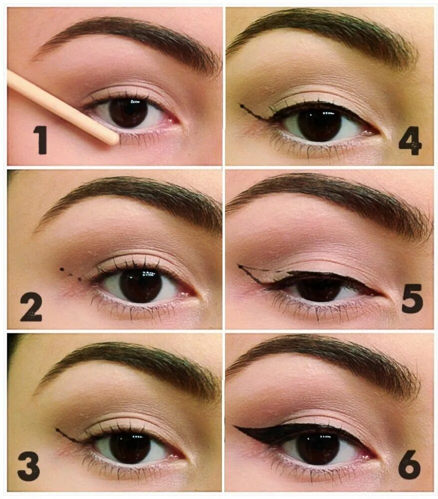 Пошагово фото стрелок для глаз Create The Perfect Winged Eyes Oog make up, Oogmake-up, Make up