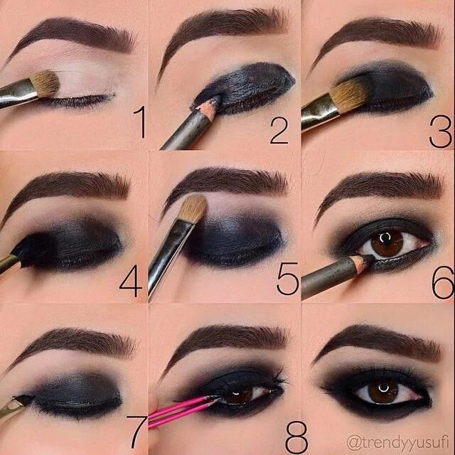 Пошагово как накрасить глаза тенями Step by step eye makeup - PICS. My collection Dramatic eye makeup, Smokey eye ma