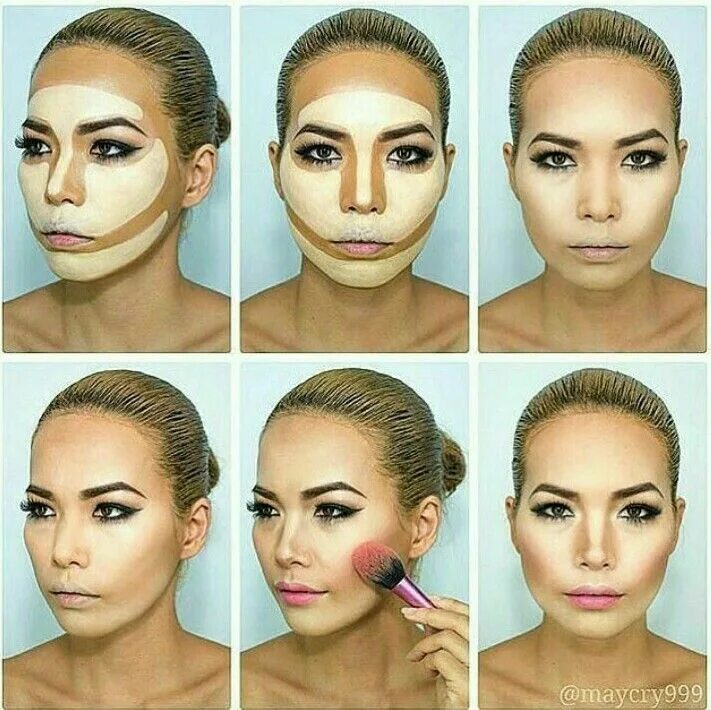 Пошагово нанесение макияжа на лицо фото Pin by Mirdahani Mustafa on makeup Contour makeup, Corrective makeup, Big forehe