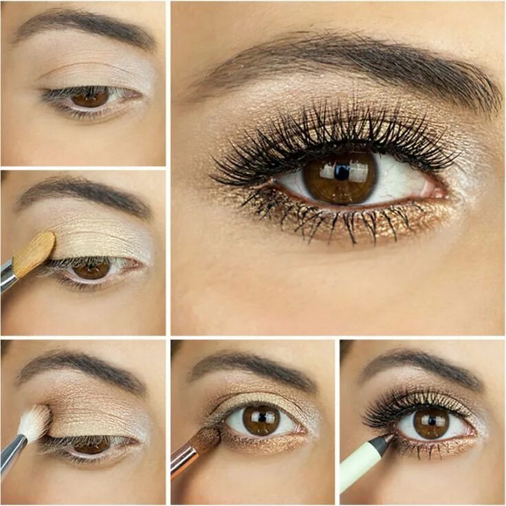 Пошаговое фото карих глаз How to Re-Create the Gold Smoky Eye You Love From Pinterest - Beauty - #Beauty #