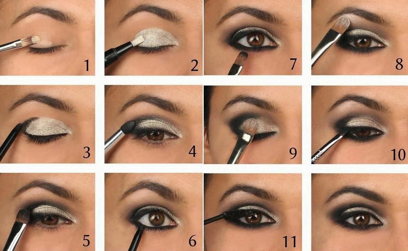 Пошаговое фото красить глаза Smoky Eye Guide; Makeup Tutorial for Smoky Eyes Smoky eye makeup, Smokey eye tut