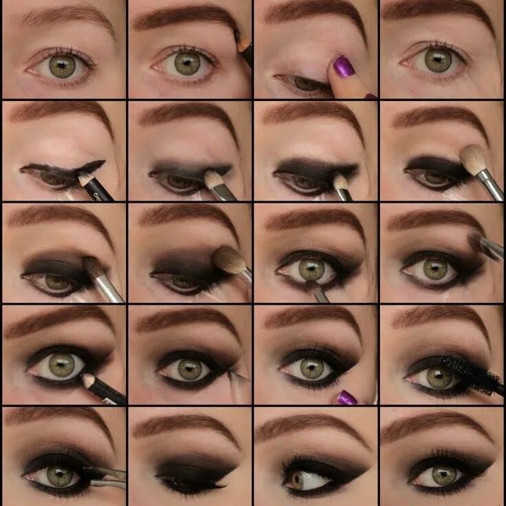 Пошаговое фото макияжа смоки айс 40+ Amazing Smokey Eyes Makeup Tutorials Макияж глаз, Темный макияж глаз, Дымчат