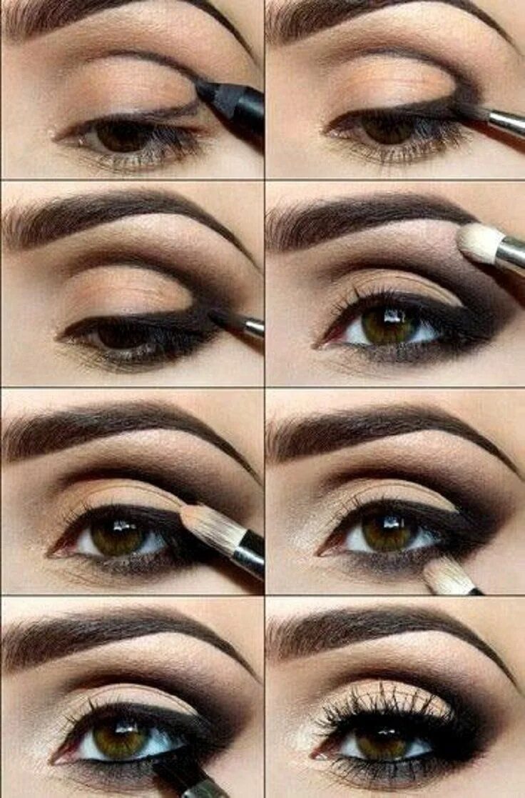 Пошаговое фото макияжа смоки айс Макияж Smokey eye makeup steps, Smoky eye makeup, Arabic eye makeup