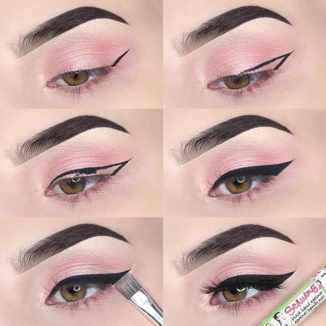 Пошаговое фото стрелок на глазах Winged liner pictorial Makeup gift, Makeup, Eyeliner