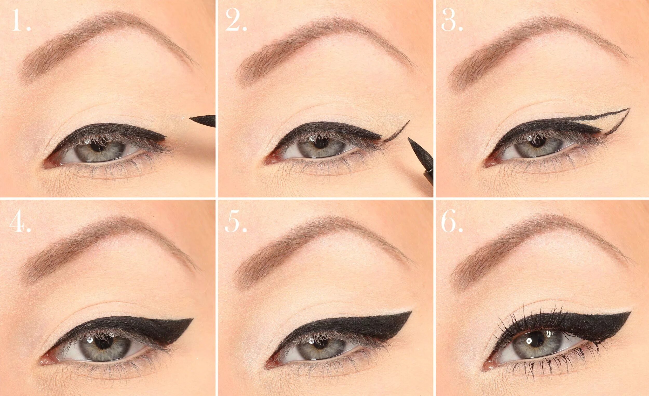 Пошаговое фото стрелок на глазах Bred Eyeliner Tutorial Makeup, Eyeliner, Skönhet