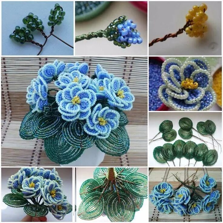 Пошаговое фото цветов из бисера Les créations de Salvina Beaded flowers, Seed bead flowers, Flower bouquet diy