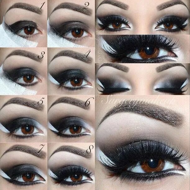 Пошаговое фото вечернего макияжа глаз Pin de Sirius GC en Ojos Maquillaje de ojos, Tutoriales de maquillaje, Ojos