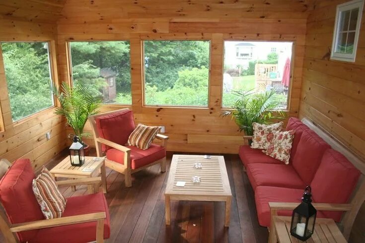 Пошаговое оформление дачного дома Pin on дома и дизайн Sunroom designs, Rustic sunroom, Knotty pine walls