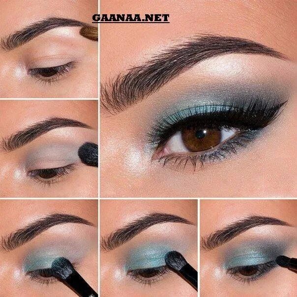 Пошаговые макияжи фото Pin by Ikram Mstf on Make-up Teal eye makeup, Turquoise eye makeup, Turquoise ma