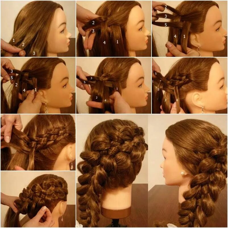 Пошаговые прически косички фото How to Weave Five Strand Diagonal French Braid Hairstyle iCreativeIdeas.com Foll