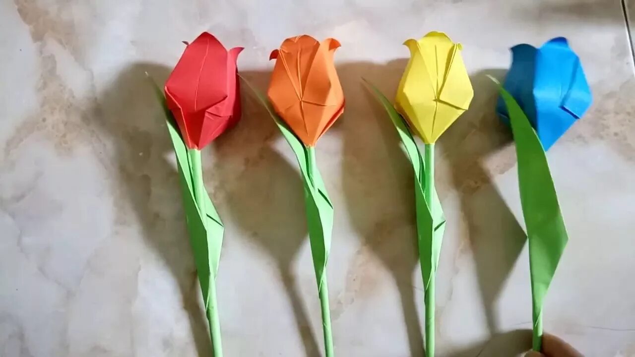 Пошаговые тюльпаны фото Origami Flower Tulip - YouTube