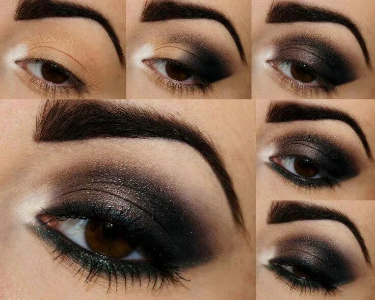 Пошаговый макияж для брюнеток фото Like the colors Smoky eye makeup, Smokey eye makeup, Smokey eye for brown eyes