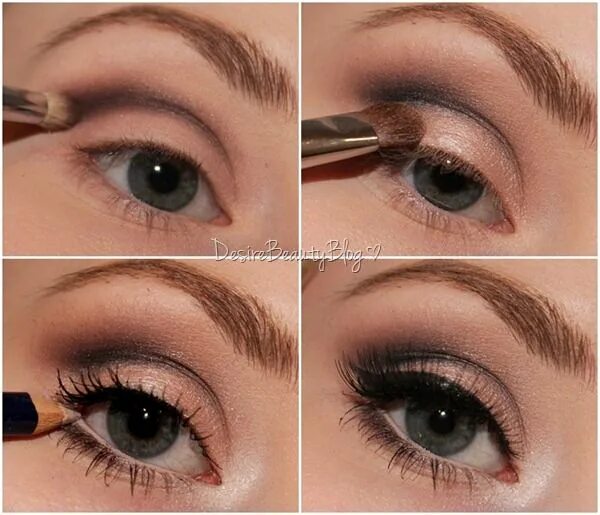 Пошаговый макияж для увеличения глаз Big bright eyes tutorial. Apply dark shadow to crease (preferably black) and ble