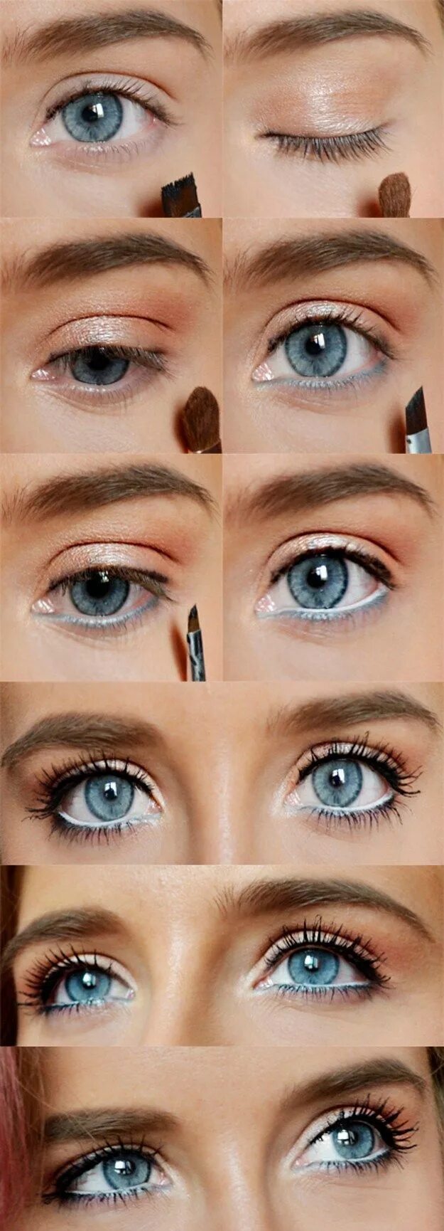 Пошаговый макияж для увеличения глаз Lovely Makeup Tutorials For Blue Eyes Blue eye makeup tutorial, Spring makeup, B