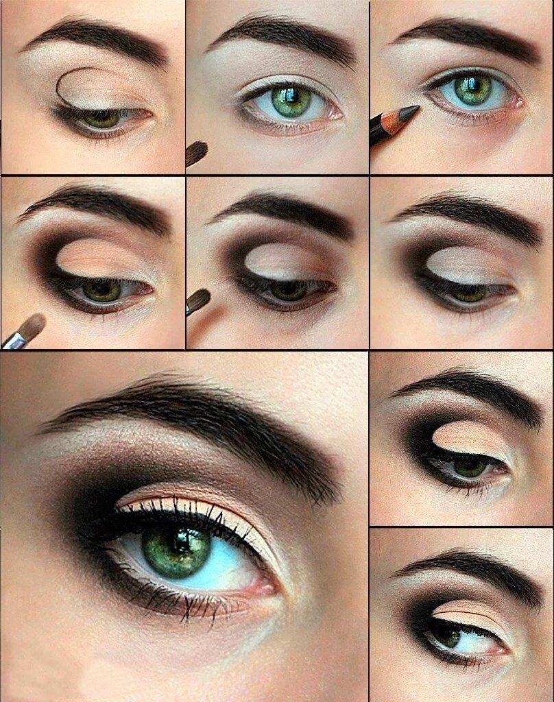 Пошаговый макияж глаз для начинающих legkij makiyaj na vyipusknoj dlya zelenyih glaz 7 Simple eye makeup, Eye makeup 