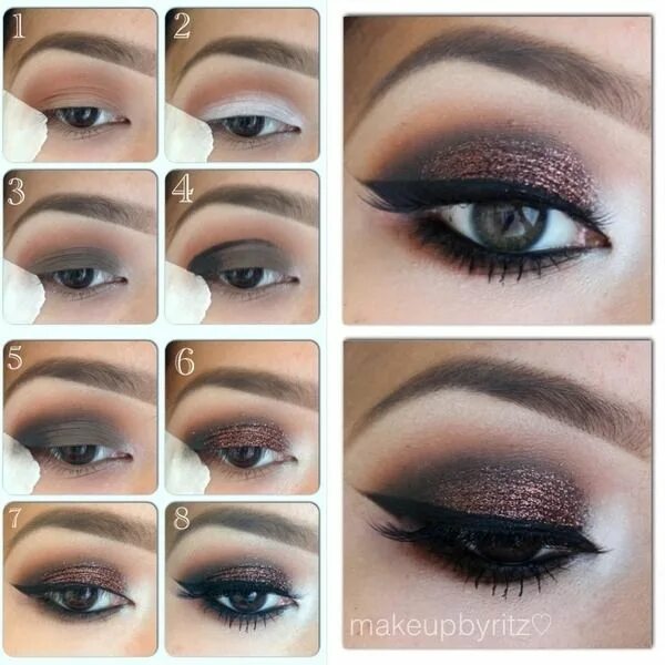 Пошаговый макияж карих глаз фото glitter eyes Eye makeup pictures, Eye make up, Eye makeup