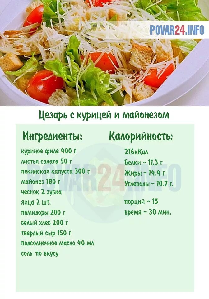 Пошаговый рецепт салатов с курицей фото Рецепт приготовления салата Цезарь с курицей и майонезом в домашних условиях Рец