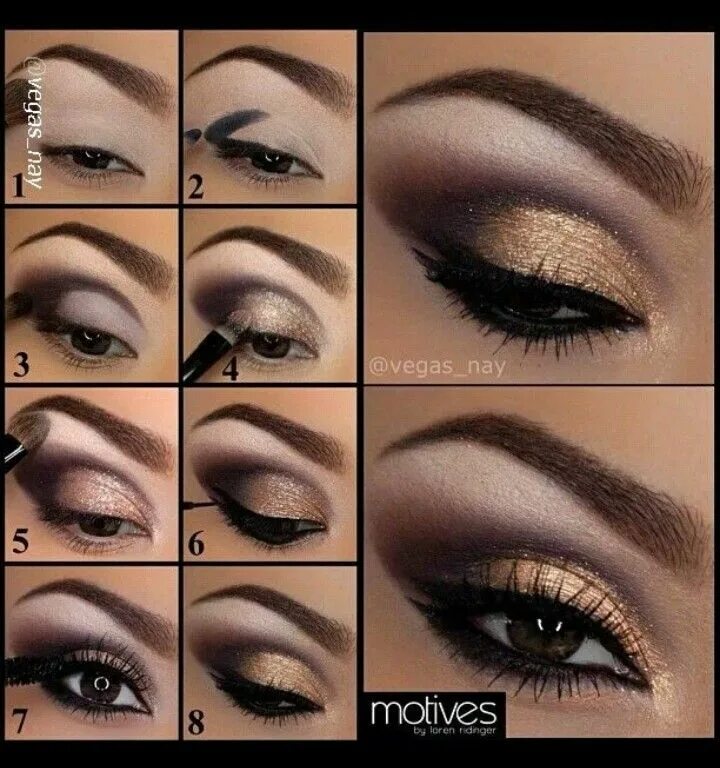 Пошаговый вечерний макияж для карих 26 Easy Step by Step Makeup Tutorials for Beginners - Pretty Designs Eye makeup,