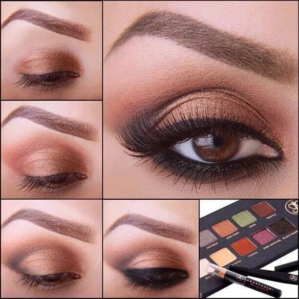 Пошаговый вечерний макияж для карих Beautiful Brown Eye Makeup Eye makeup, Skin makeup, Makeup