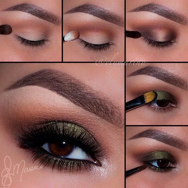 Пошаговый вечерний макияж для карих Green Sparkly Holiday Look Pampadour Fall eye makeup, Makeup pictorial, Eyeshado