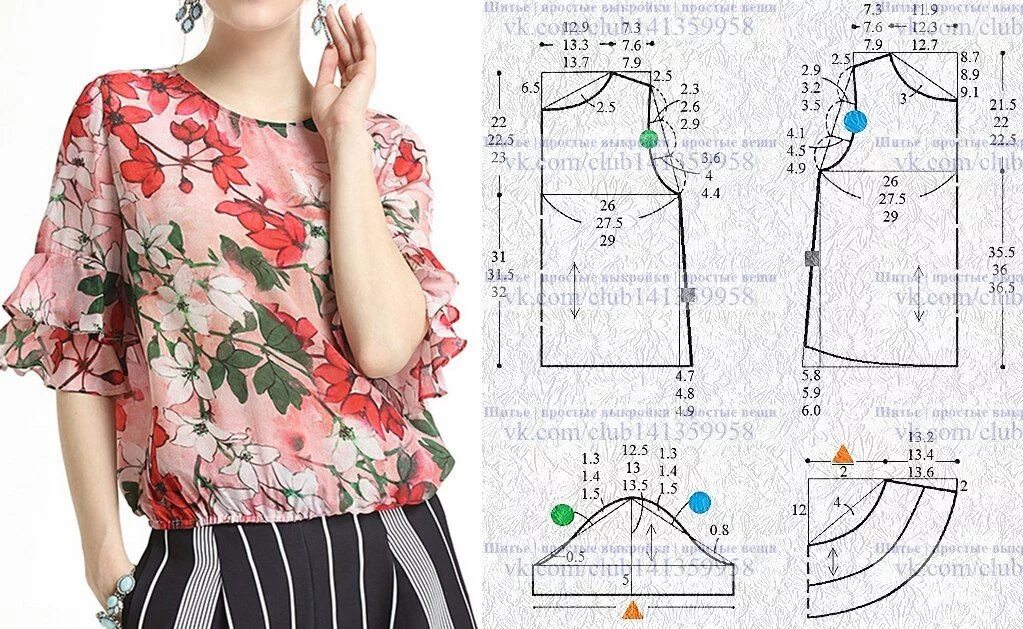 Пошив блузок своими руками выкройки Пин на доске vestiti Одежда ручной работы, Блузки с узорами, Виды блузок