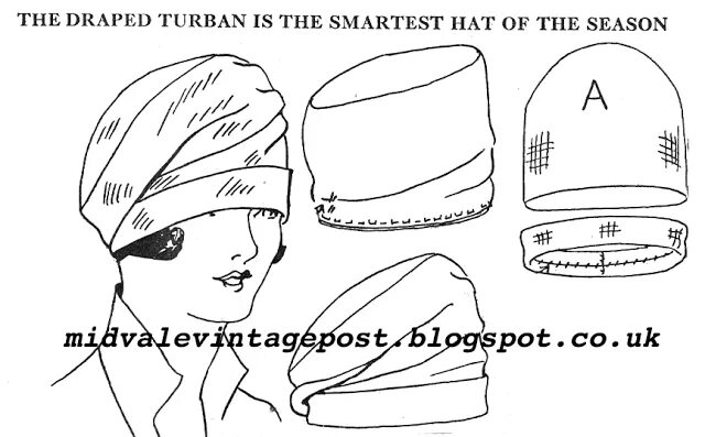 Пошив чалмы своими руками выкройки 1920's Sewing - Draped Turban Crochet hat pattern, Hat patterns to sew, Vintage 