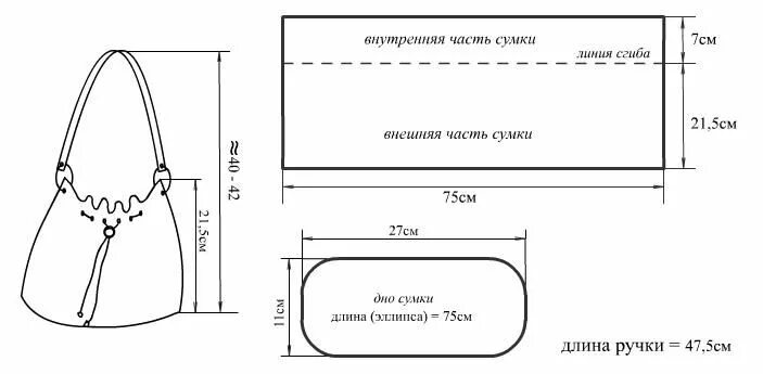 Пошив сумки выкройка Используйте клавиши со стрелками для перехода между изображениями продукта Выкро