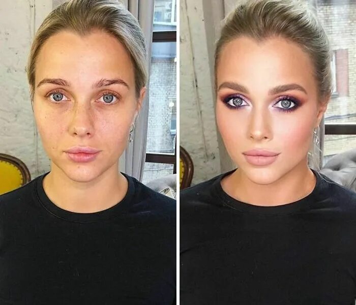 После макияжа болят глаза Women-Before-After-Makeup-Lena-Motinova Amazing makeup transformation, Makeup be