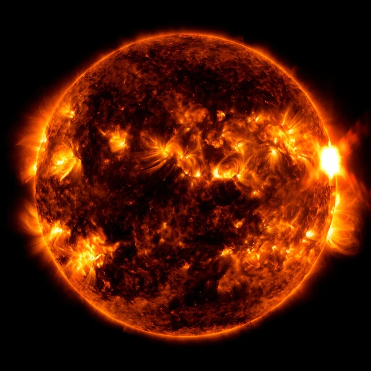 Последнее фото солнца Strong solar flare erupts from sun