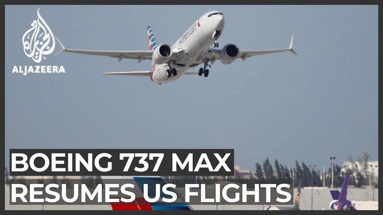 Последние фото самолета Boeing 737 MAX makes first US commercial flight since crashes - YouTube