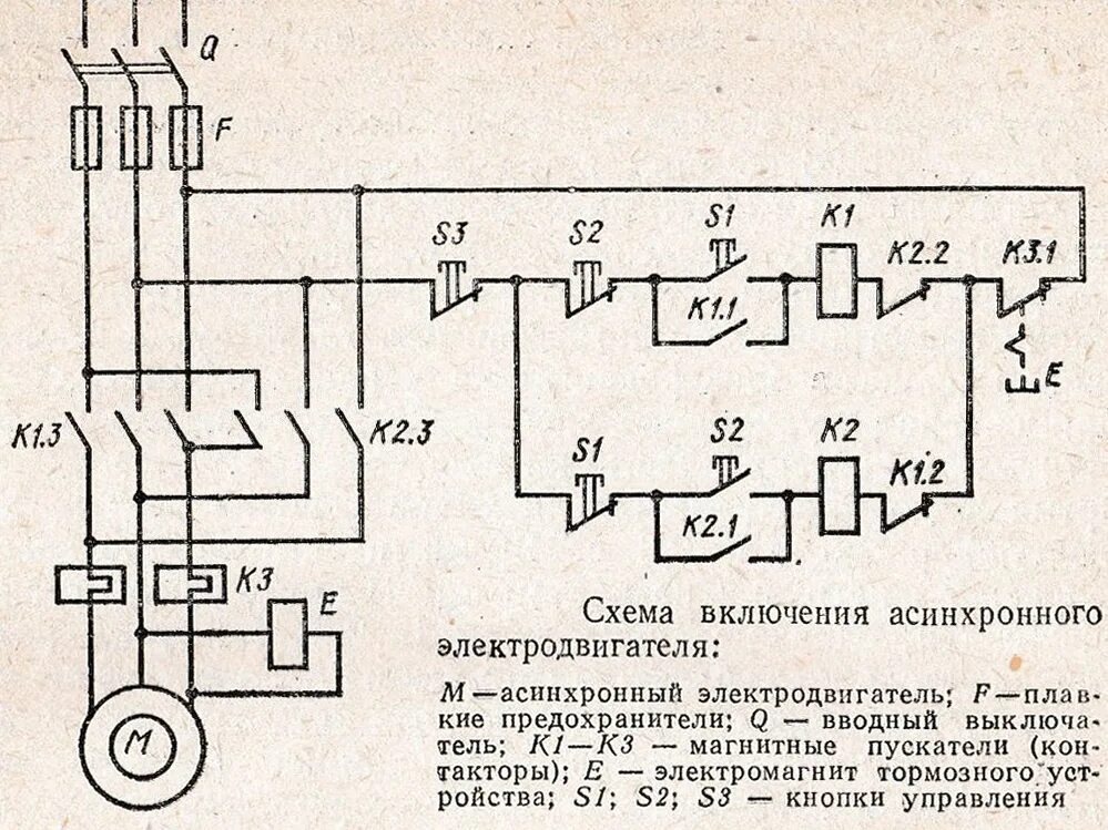 Последовательная электрическая схема Управление электродвигателем