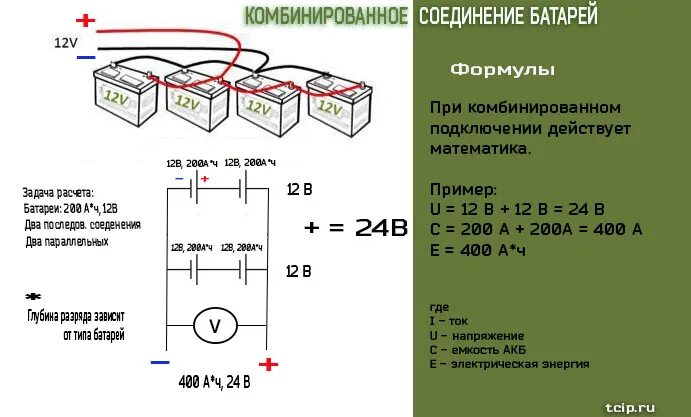 Последовательное подключение 2 аккумуляторов схема последовательно-параллельного соединения аккумуляторных батарей с расчетом