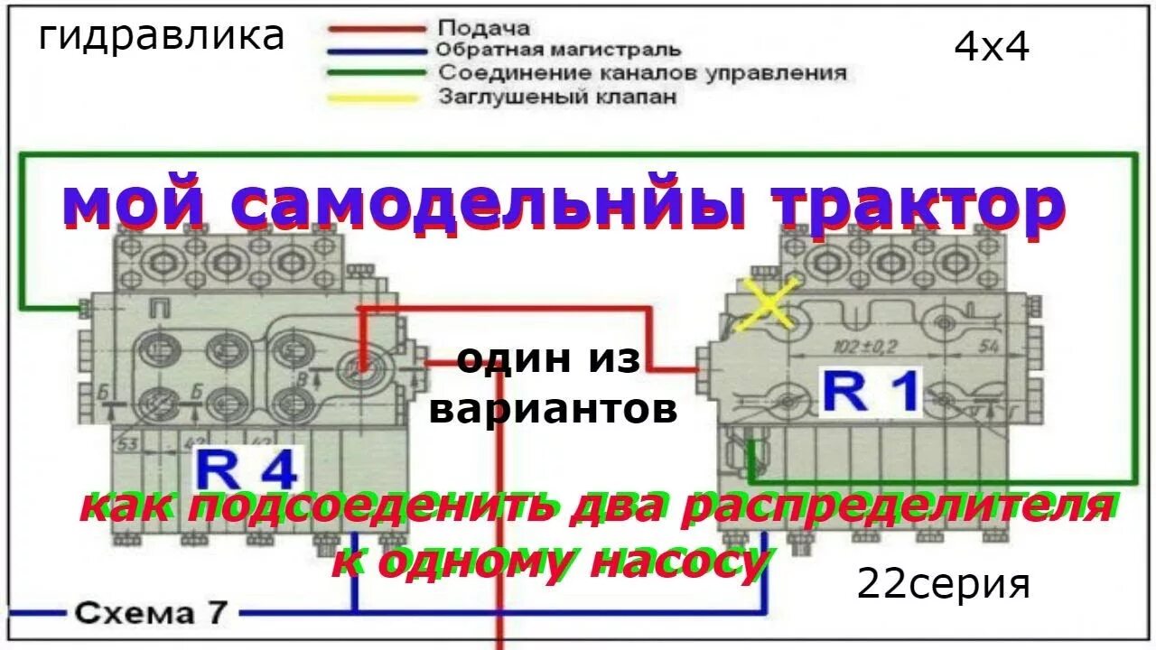 Последовательное подключение двух гидрораспределителей болгария Гидравлика на минитрактор. Как подключить два гидро распределителя к одному насо