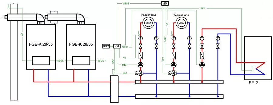 Последовательное подключение котлов отопления схема Два котла фото - DelaDom.ru