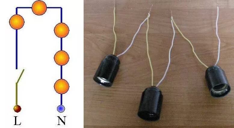 Последовательное подключение лампочек на 220 Как подключить точечные светильники: параллельное, последовательное соединение, 